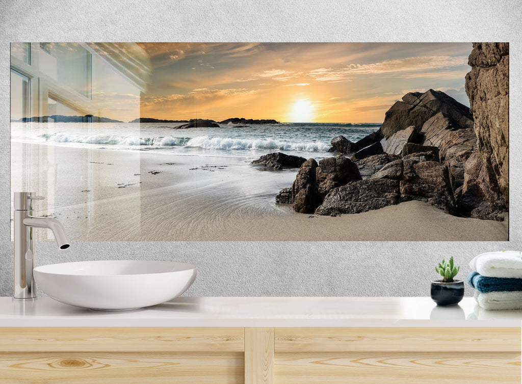 Serene Coastal Sunset – Glass Kitchen Backsplash-BacksplashArtworks