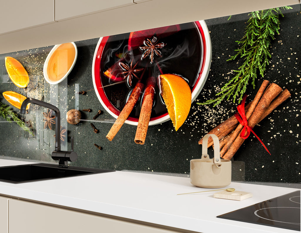 Mulled Spice Bliss - Glass Kitchen Backsplash-BacksplashArtworks