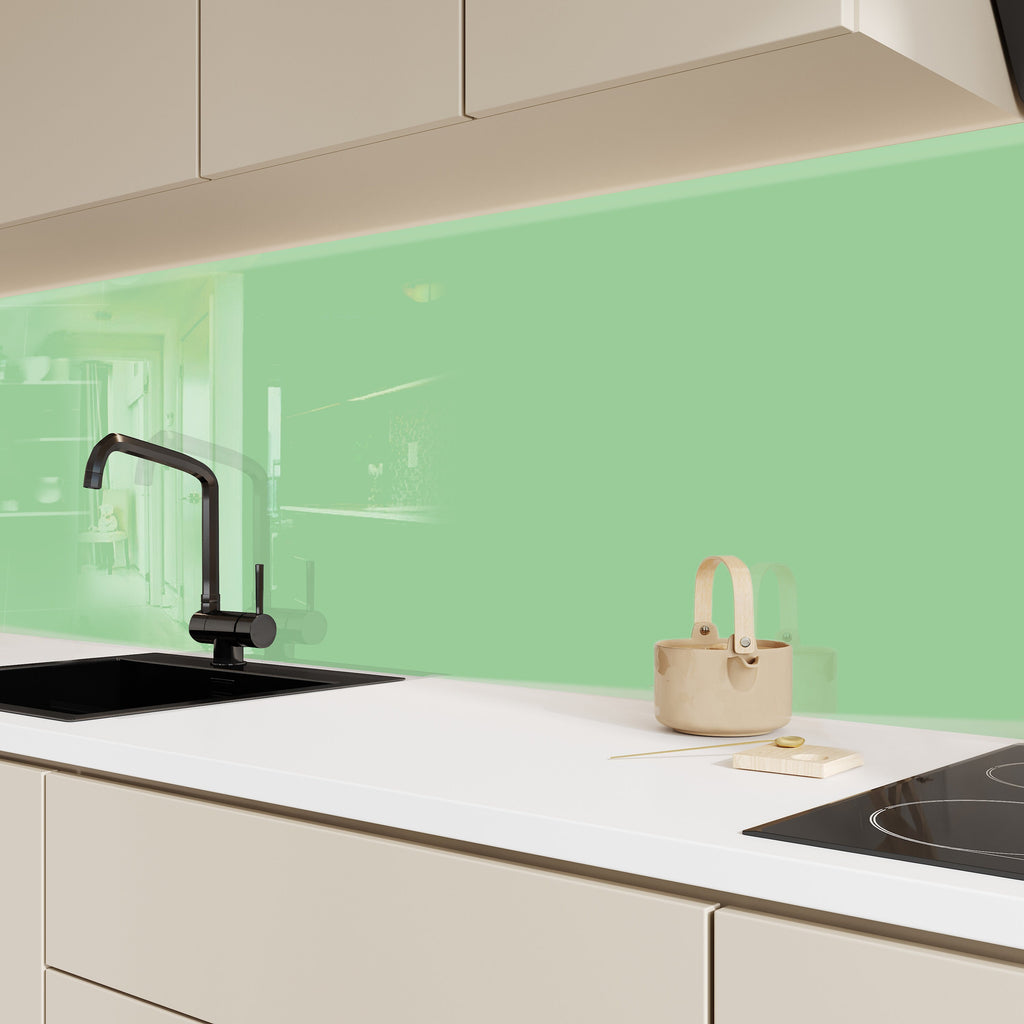 Faded Green - Tempered Glass Kitchen Backsplash-BacksplashArtworks