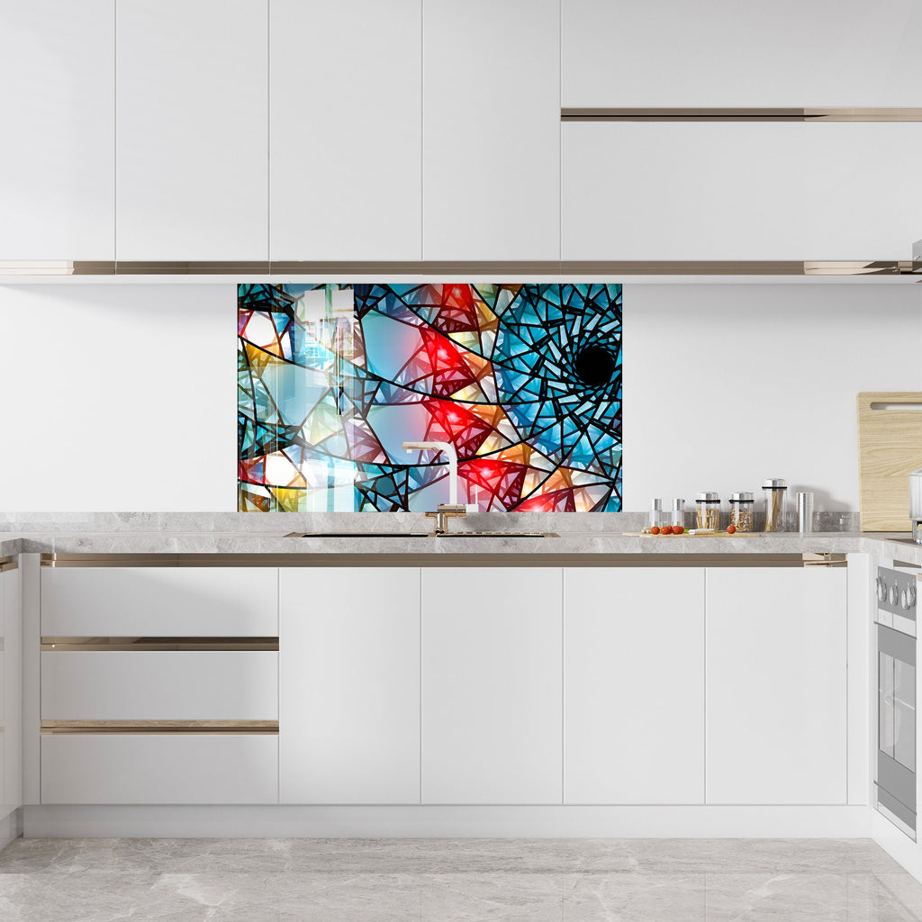Red Modern Stained - Glass Kitchen Backsplash-BacksplashArtworks