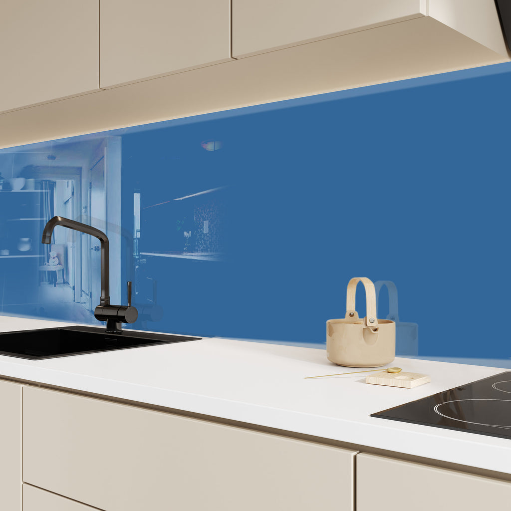 Deep Blue - Glass Kitchen Backsplash-BacksplashArtworks