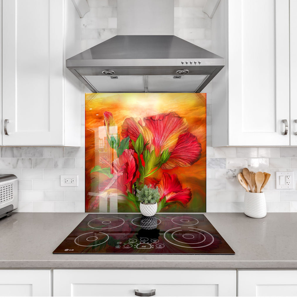 Dandelion Tempered Glass Backsplash-BacksplashArtworks