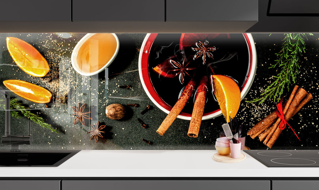 Mulled Spice Bliss - Glass Kitchen Backsplash-BacksplashArtworks