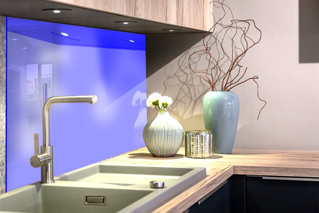 Pastel Blue - Tempered Glass Kitchen Backsplash-BacksplashArtworks
