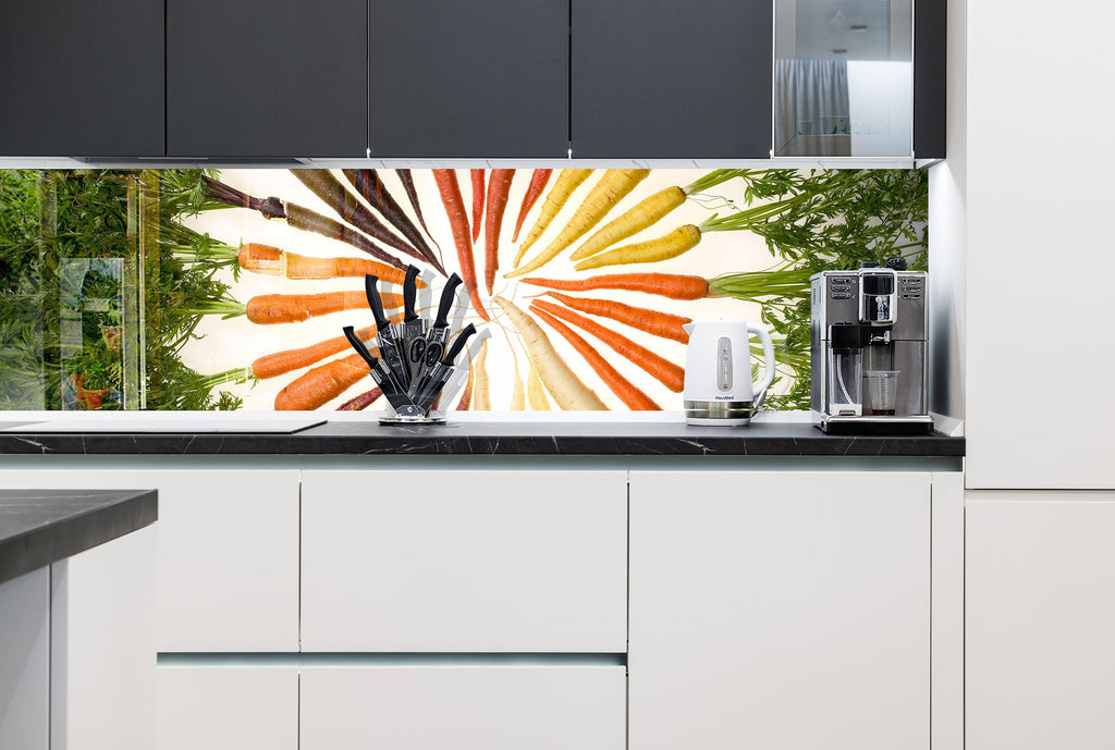 Colorful Carrot Glass Kitchen Backsplash – Vibrant Vegetable Design-BacksplashArtworks