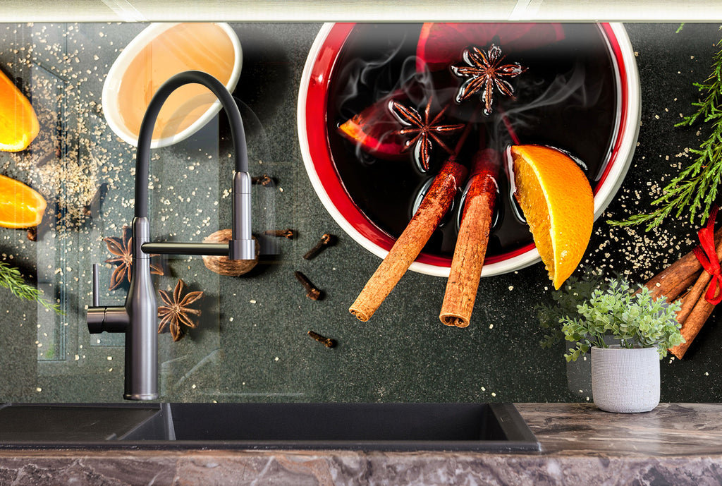 Mulled Spice Bliss - Glass Kitchen Backsplash-BacksplashArtworks