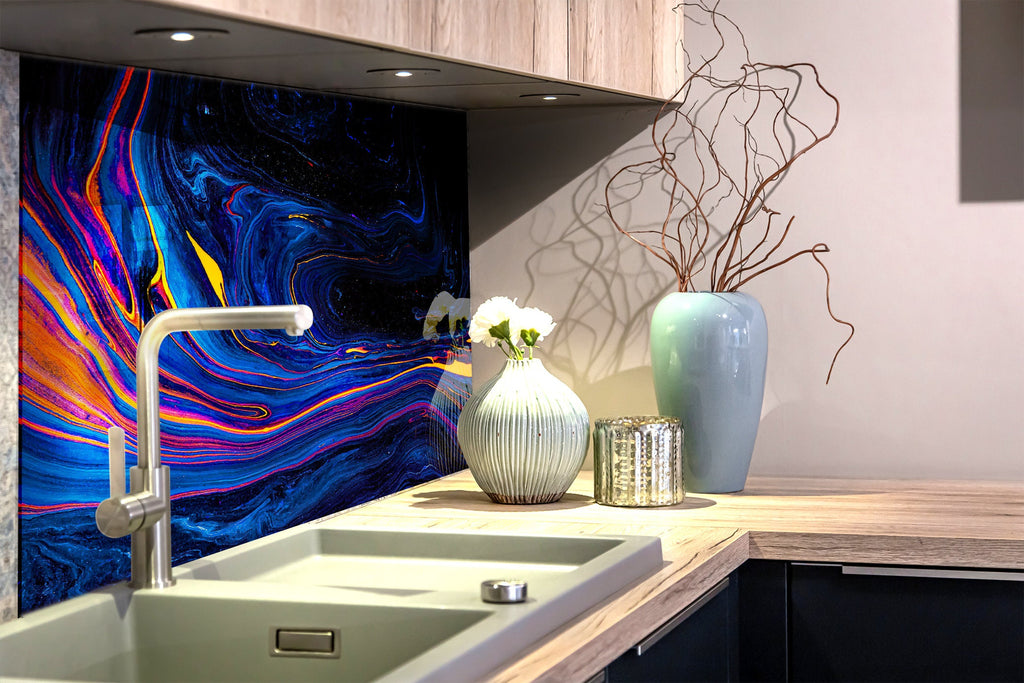 Abstract Tempered Glass Backsplash-BacksplashArtworks