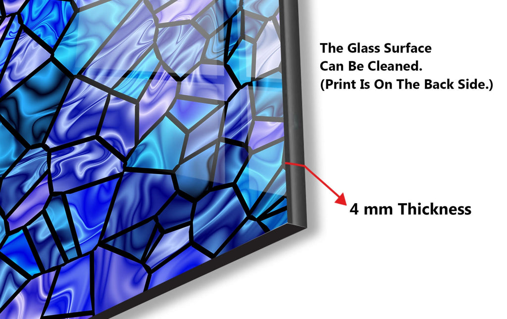 Ocean Blue Stained - Glass Kitchen Backsplash-BacksplashArtworks