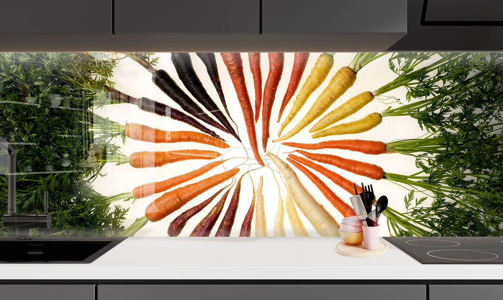 Colorful Carrot Glass Kitchen Backsplash – Vibrant Vegetable Design-BacksplashArtworks