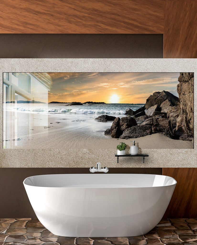 Serene Coastal Sunset – Glass Kitchen Backsplash-BacksplashArtworks