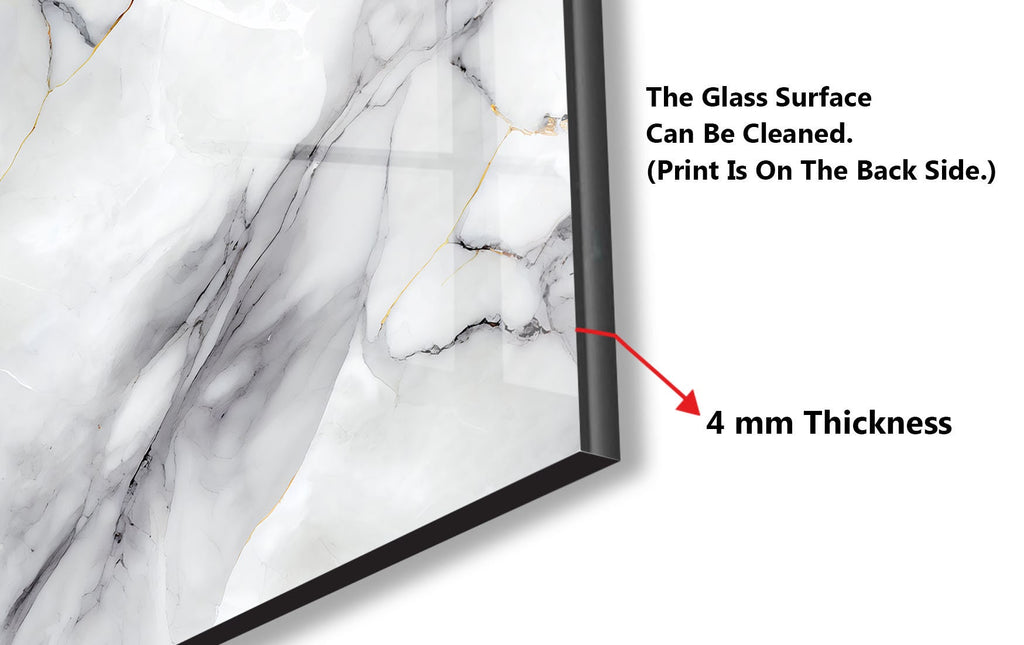 Luxury White Veined Stone - Glass Kitchen Backsplash-BacksplashArtworks