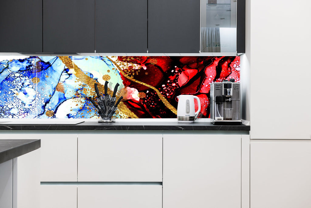 Abstract Tempered Glass Backsplash-BacksplashArtworks