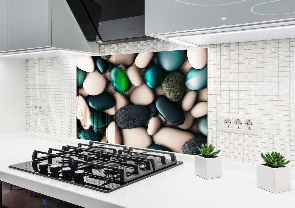 Zen Spa Stones Tempered Glass Backsplash-BacksplashArtworks