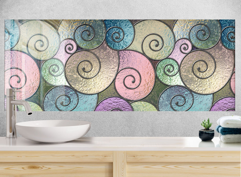 Swirl Stained - Glass Kitchen Backsplash-BacksplashArtworks