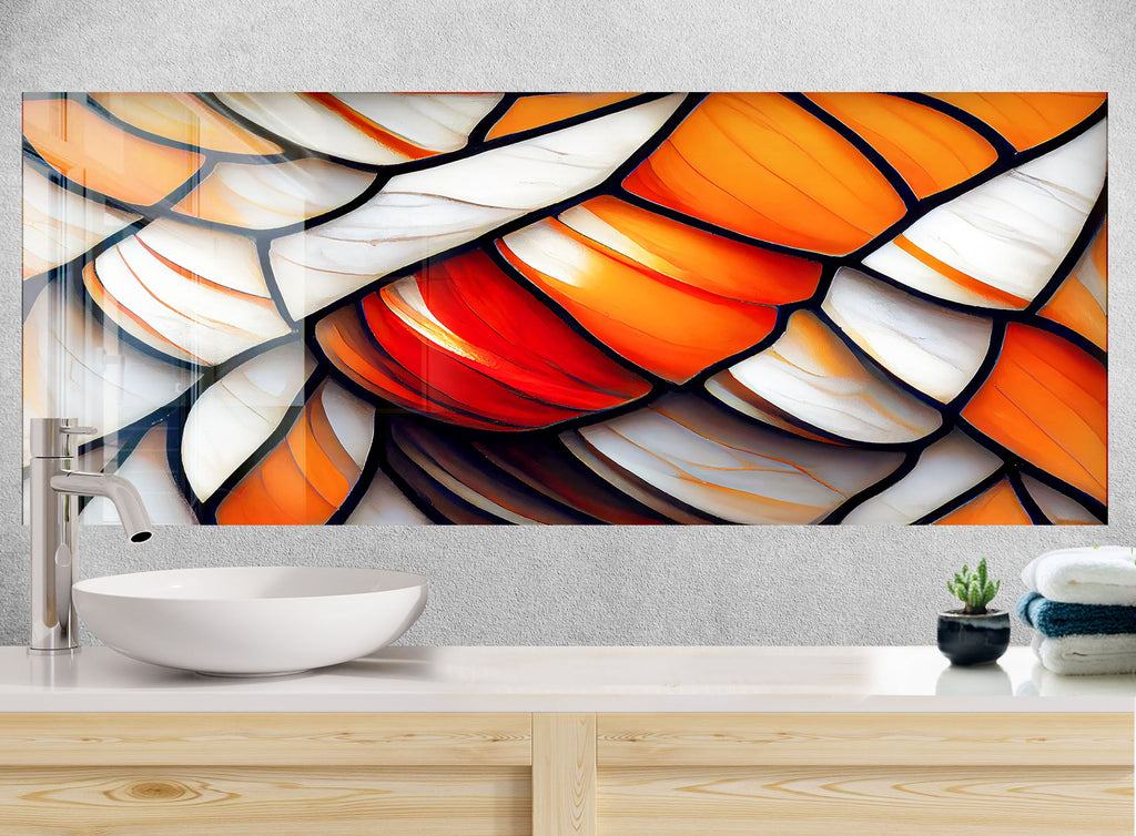 Fiery Elegance Stained - Glass Kitchen Backsplash-BacksplashArtworks