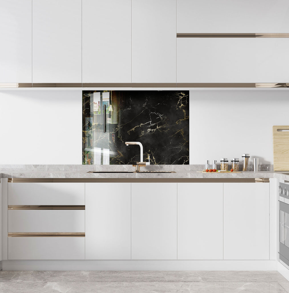 Midnight Luxe - Glass Kitchen Backsplash-BacksplashArtworks
