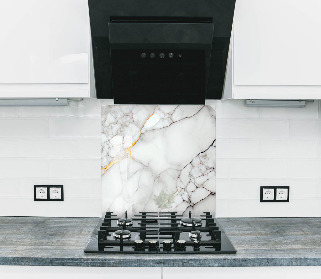 Marble Elegance - Glass Kitchen Backsplash-BacksplashArtworks