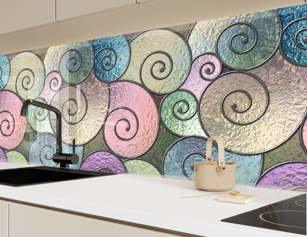 Swirl Stained - Glass Kitchen Backsplash-BacksplashArtworks