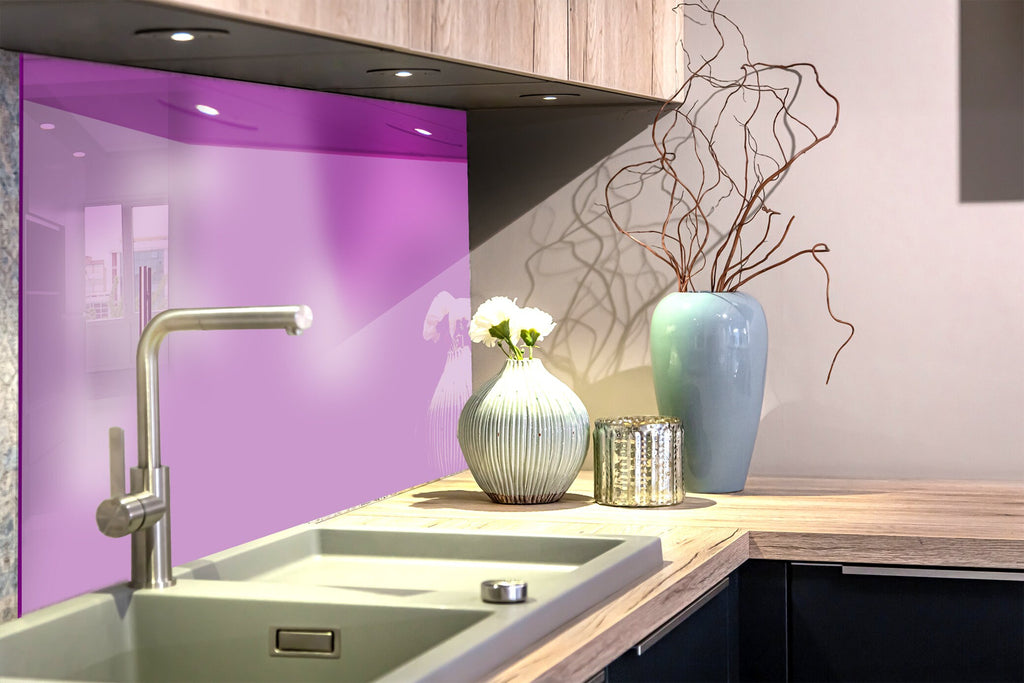 Pale Purple - Tempered Glass Kitchen Backsplash-BacksplashArtworks
