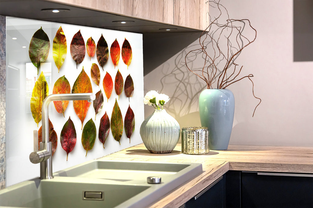 Leaves Tempered Glass Backsplash-BacksplashArtworks