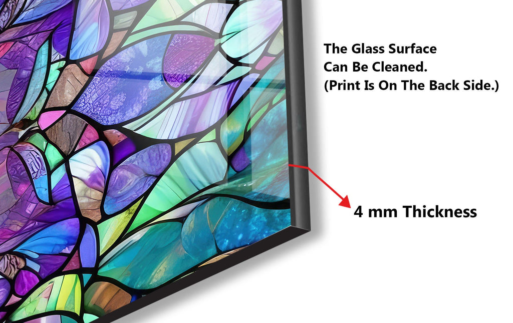 Multicolor Botanical Design - Glass Kitchen Backsplash-BacksplashArtworks