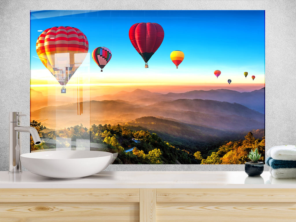 Hot Air Balloon Adventure - Glass Kitchen Backsplash-BacksplashArtworks