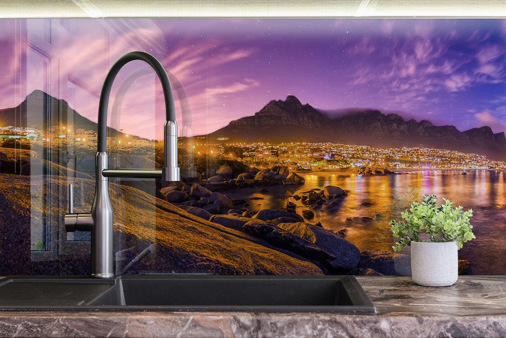 City Lights at Night - Glass Kitchen Backsplash-BacksplashArtworks