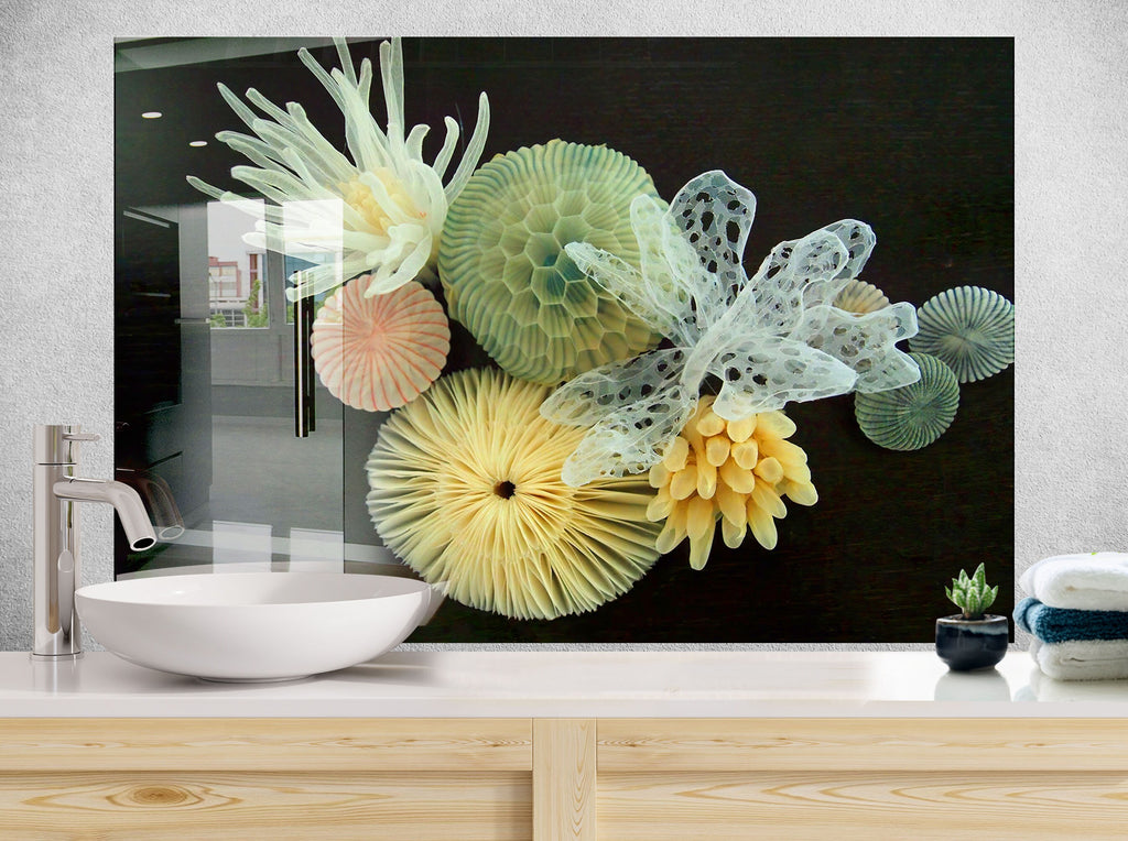 Botanical Floral Tempered Glass Backsplash-BacksplashArtworks