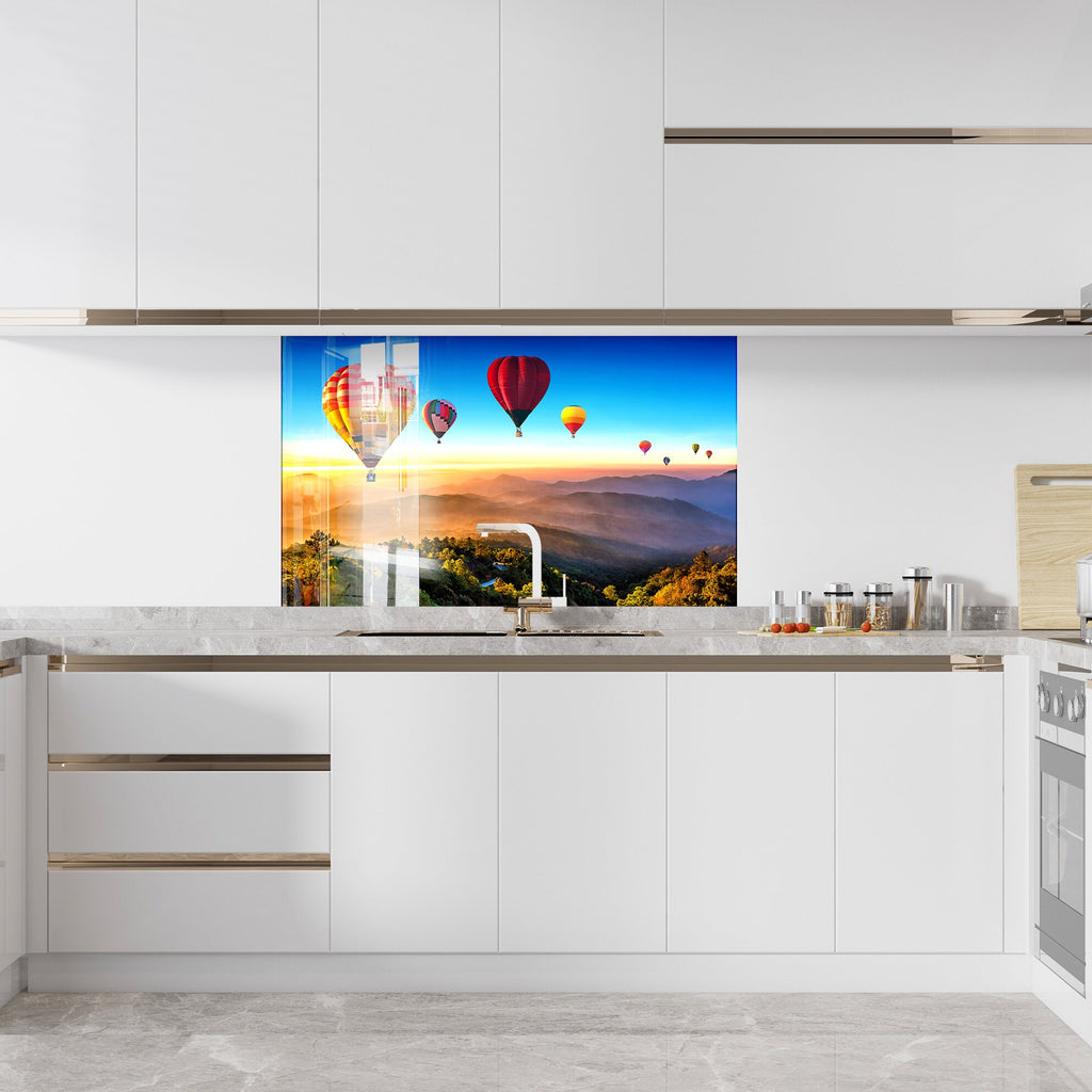 Hot Air Balloon Adventure - Glass Kitchen Backsplash-BacksplashArtworks