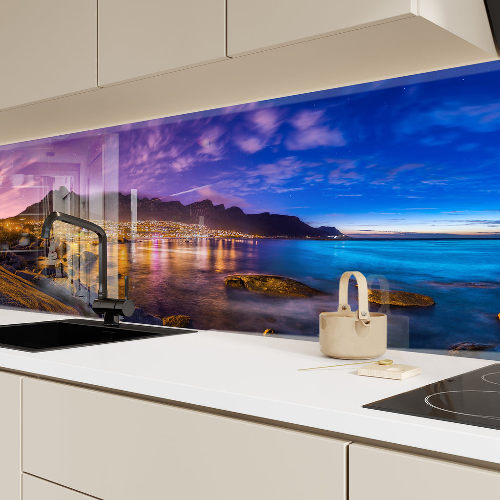 City Lights at Night - Glass Kitchen Backsplash-BacksplashArtworks
