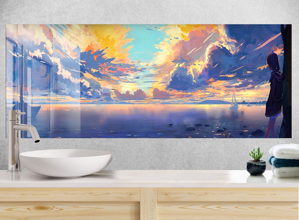 Dreamy Sunset Art – Glass Kitchen Backsplash-BacksplashArtworks