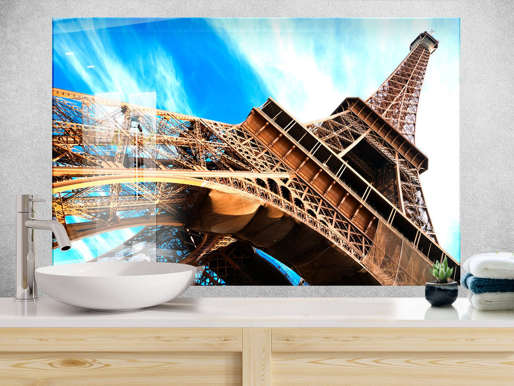 Eiffel Tower Elegance – Glass Kitchen Backsplash-BacksplashArtworks