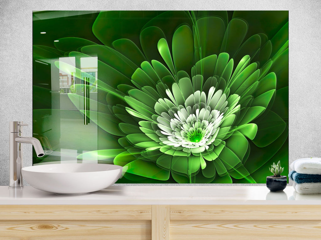 Botanical Floral Tempered Glass Backsplash-BacksplashArtworks
