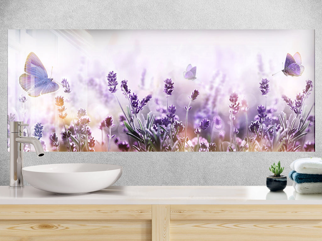 Botanical Floral Tempered Glass Backsplash-BacksplashArtworks