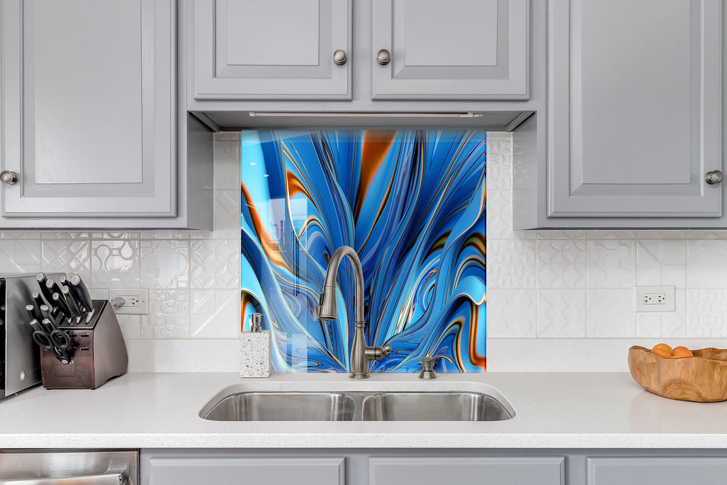 Abstract Tempered Glass Backsplash-BacksplashArtworks