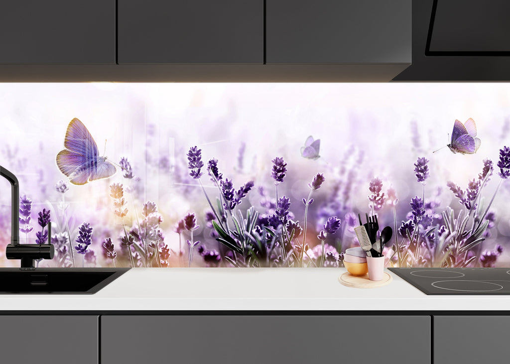 Botanical Floral Tempered Glass Backsplash-BacksplashArtworks