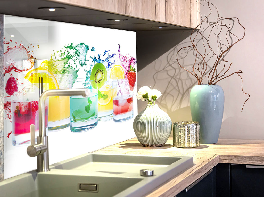 Vibrant Cocktail Splash - Glass Kitchen Backsplash-BacksplashArtworks