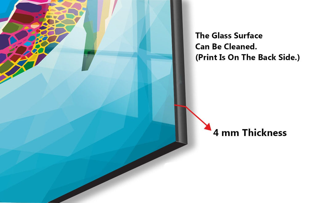 Geometric Sea Turtle – Glass Kitchen Backsplash-BacksplashArtworks