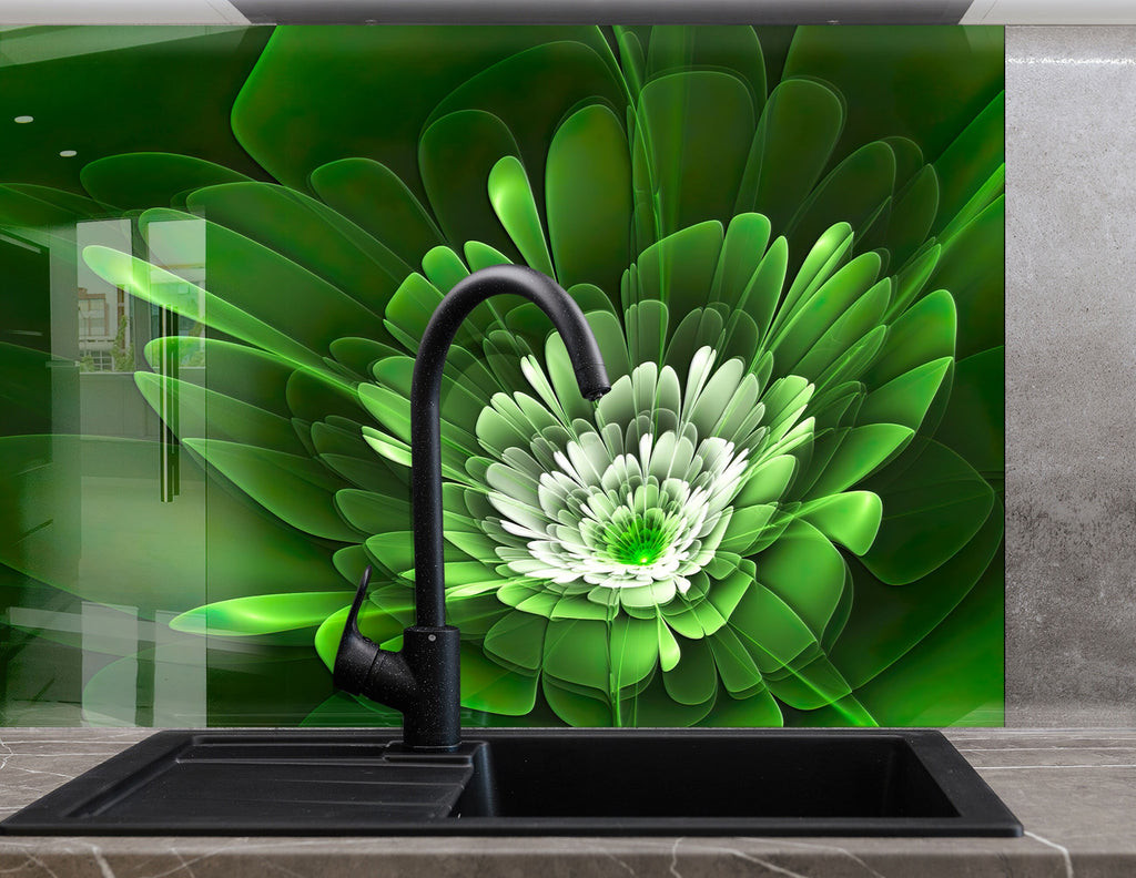 Botanical Floral Tempered Glass Backsplash-BacksplashArtworks