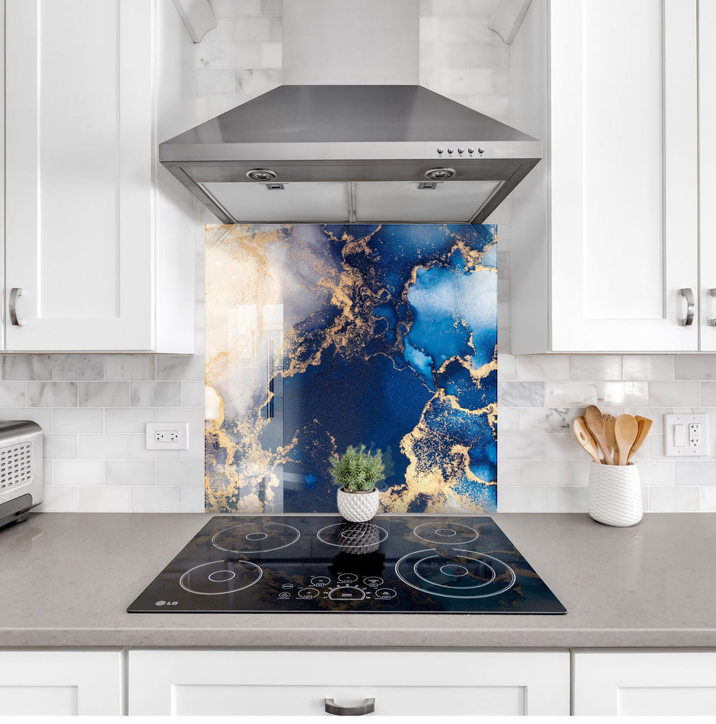 Midnight Bliss - Glass Kitchen Backsplash-BacksplashArtworks