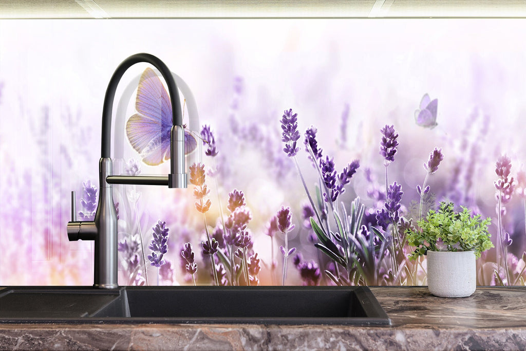 Botanical Floral Tempered Glass Backsplash-BacksplashArtworks