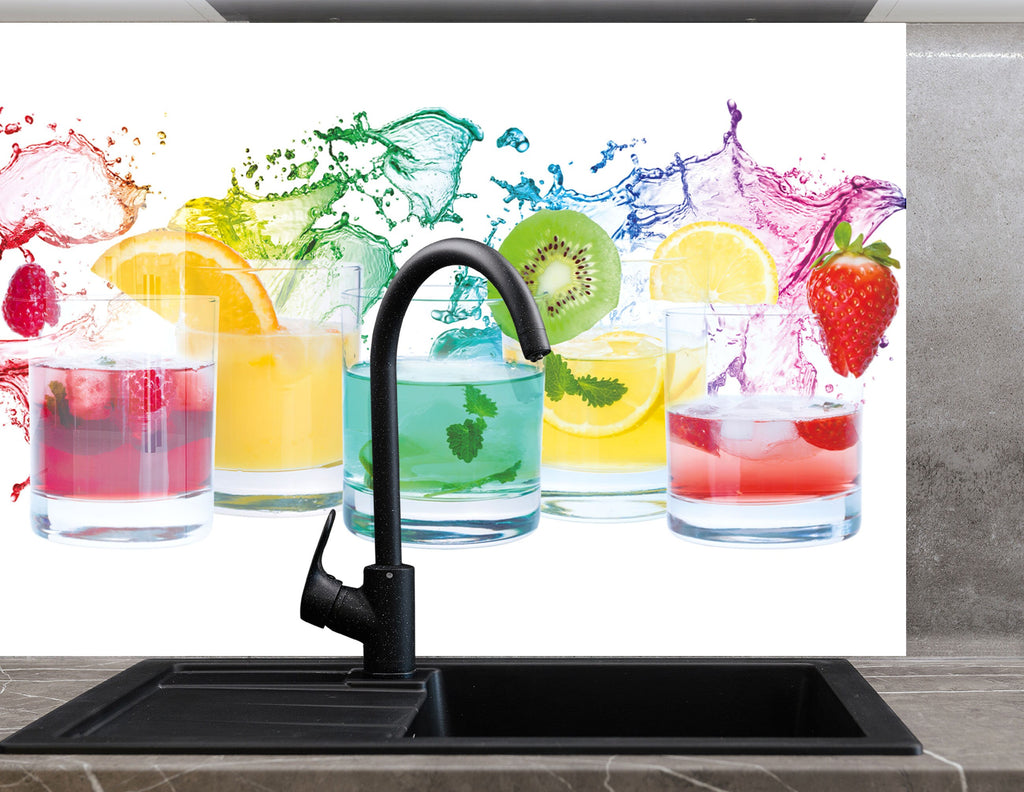 Vibrant Cocktail Splash - Glass Kitchen Backsplash-BacksplashArtworks