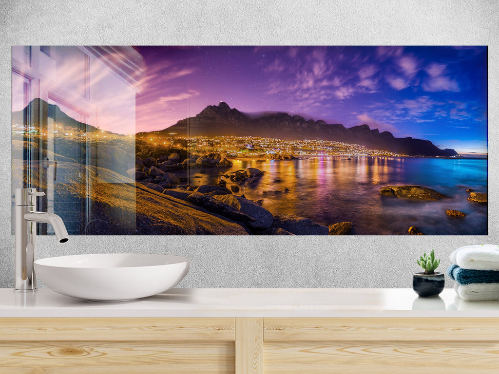 City Lights at Night - Glass Kitchen Backsplash-BacksplashArtworks