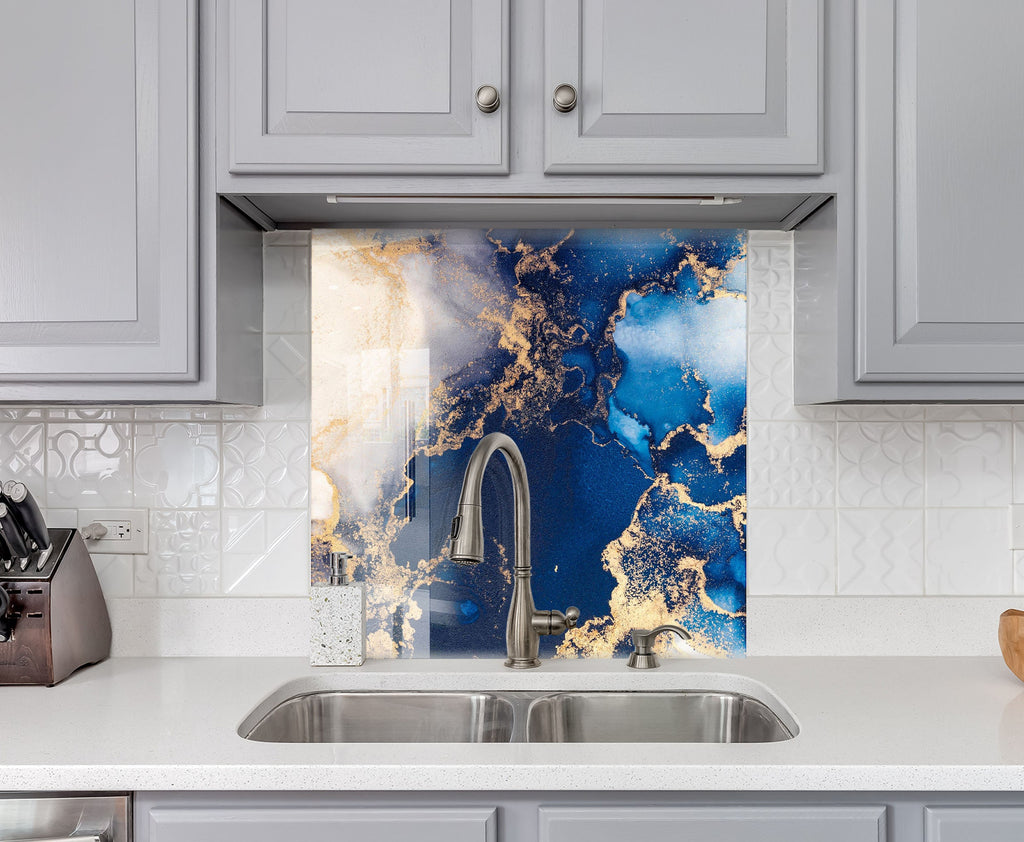 Midnight Bliss - Glass Kitchen Backsplash-BacksplashArtworks