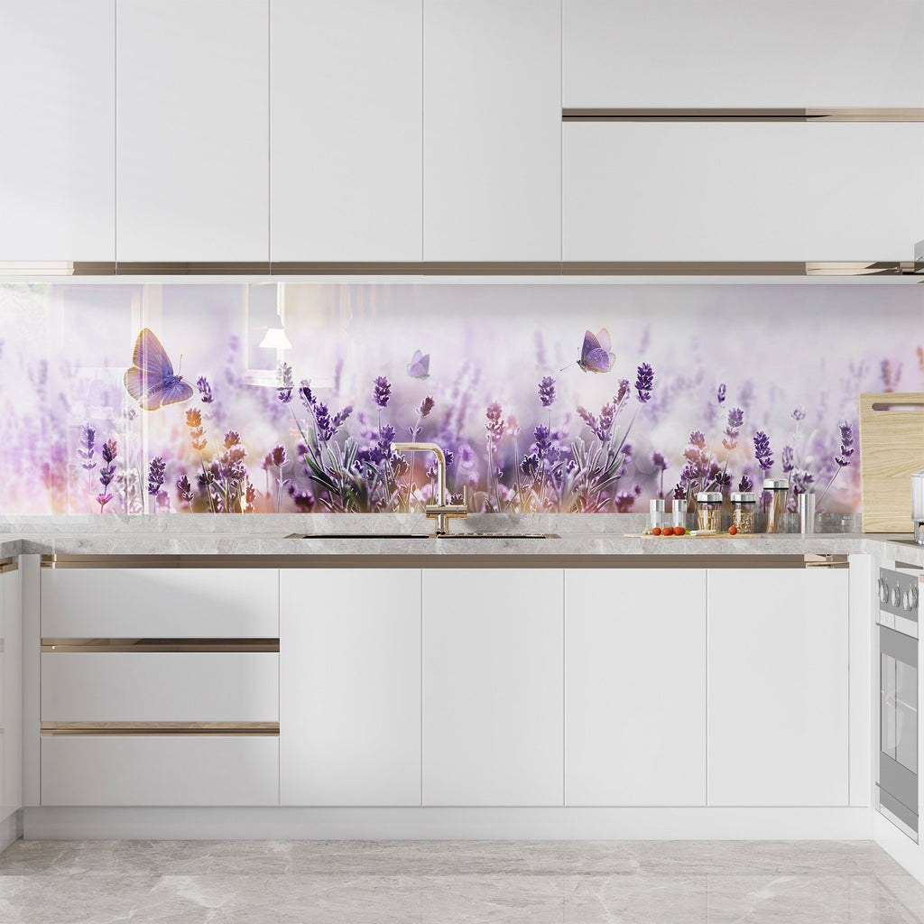 Botanical Floral Tempered Glass Backsplash-BacksplashArtworks