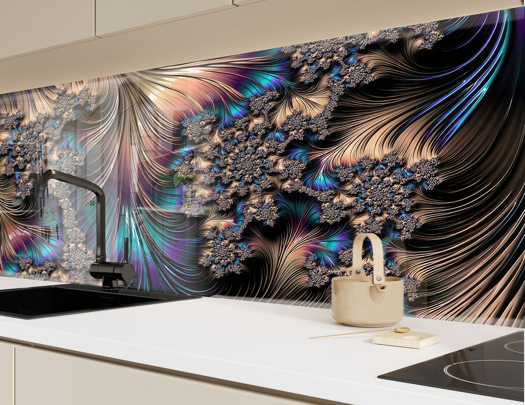 Abstract Tempered Glass Backsplash-BacksplashArtworks