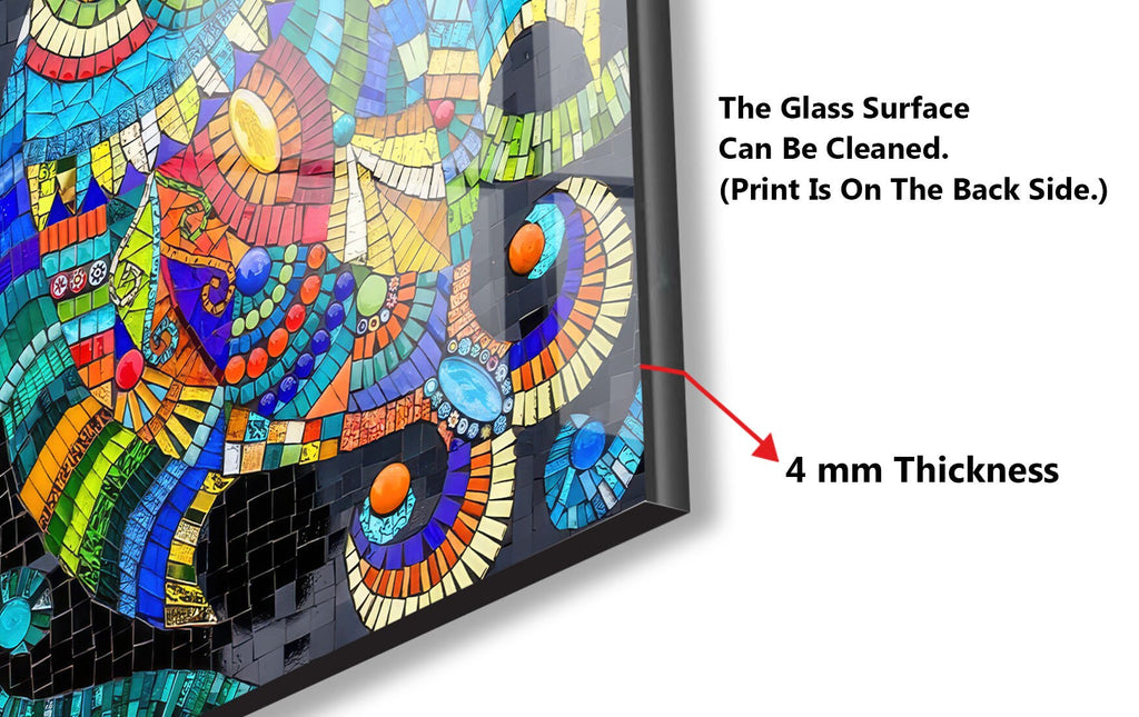 Mosaic Glass Kitchen Backsplash with Colorful Abstract Fish Design-BacksplashArtworks