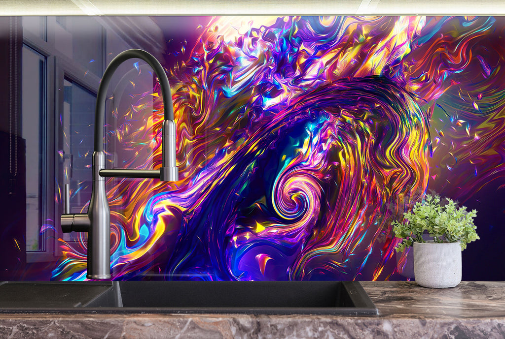 Abstract Tempered Glass Backsplash-BacksplashArtworks