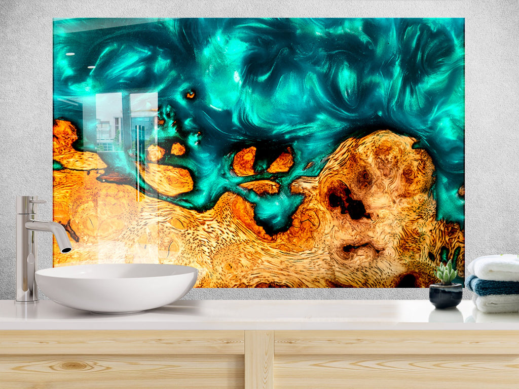 Abstract Tempered Glass Backsplash-BacksplashArtworks