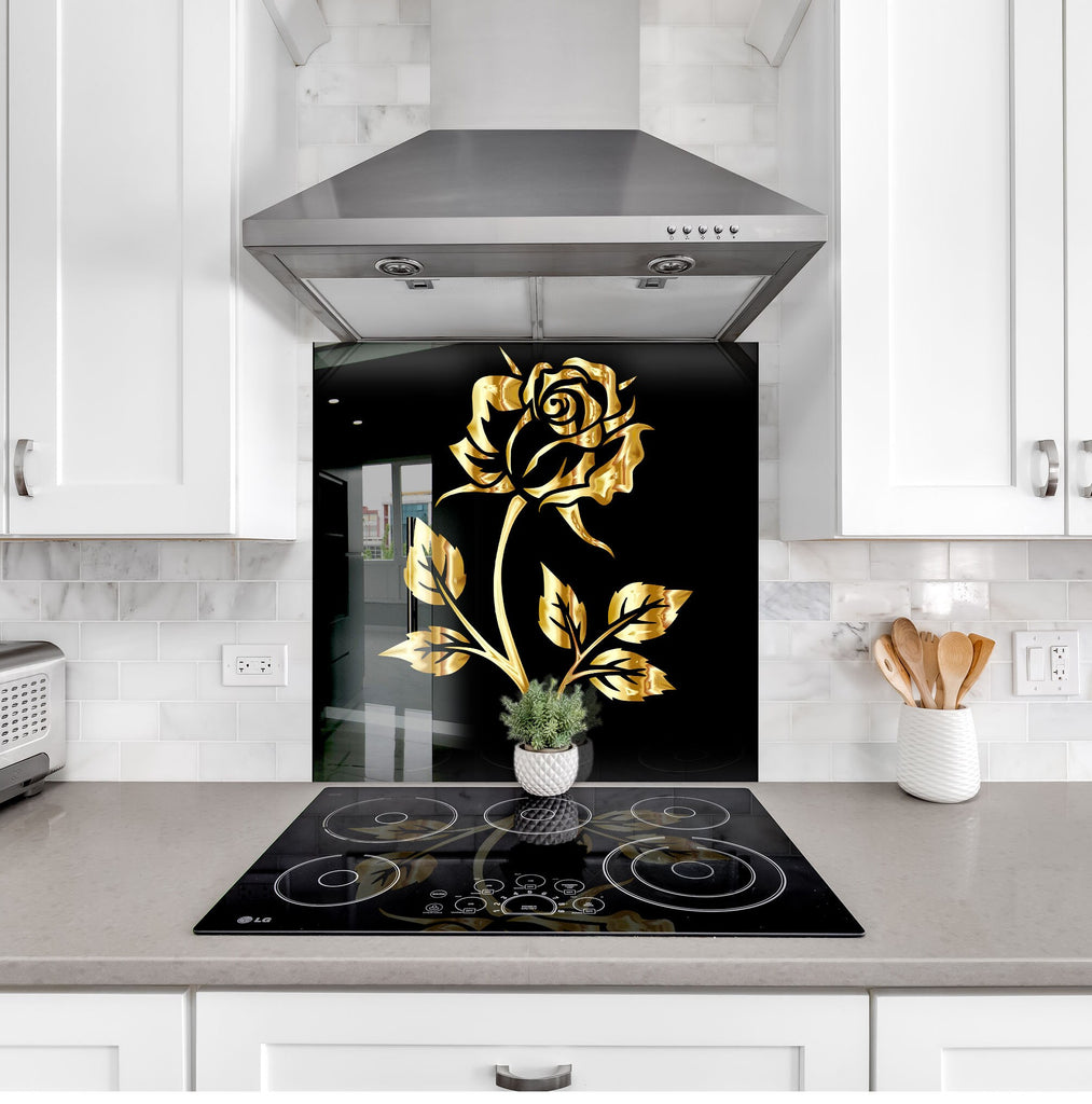 Botanical Floral Tempered Glass Backsplash-BacksplashArtworks